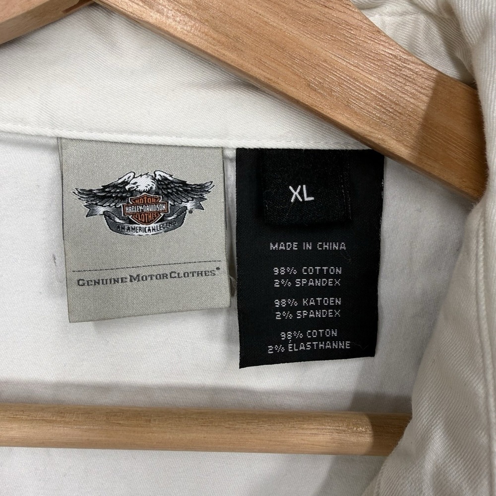 Vintage Harley Davidson Zip Up Bowling Racing White/Aqua/Black Y2K Size XL - Picture 8 of 11